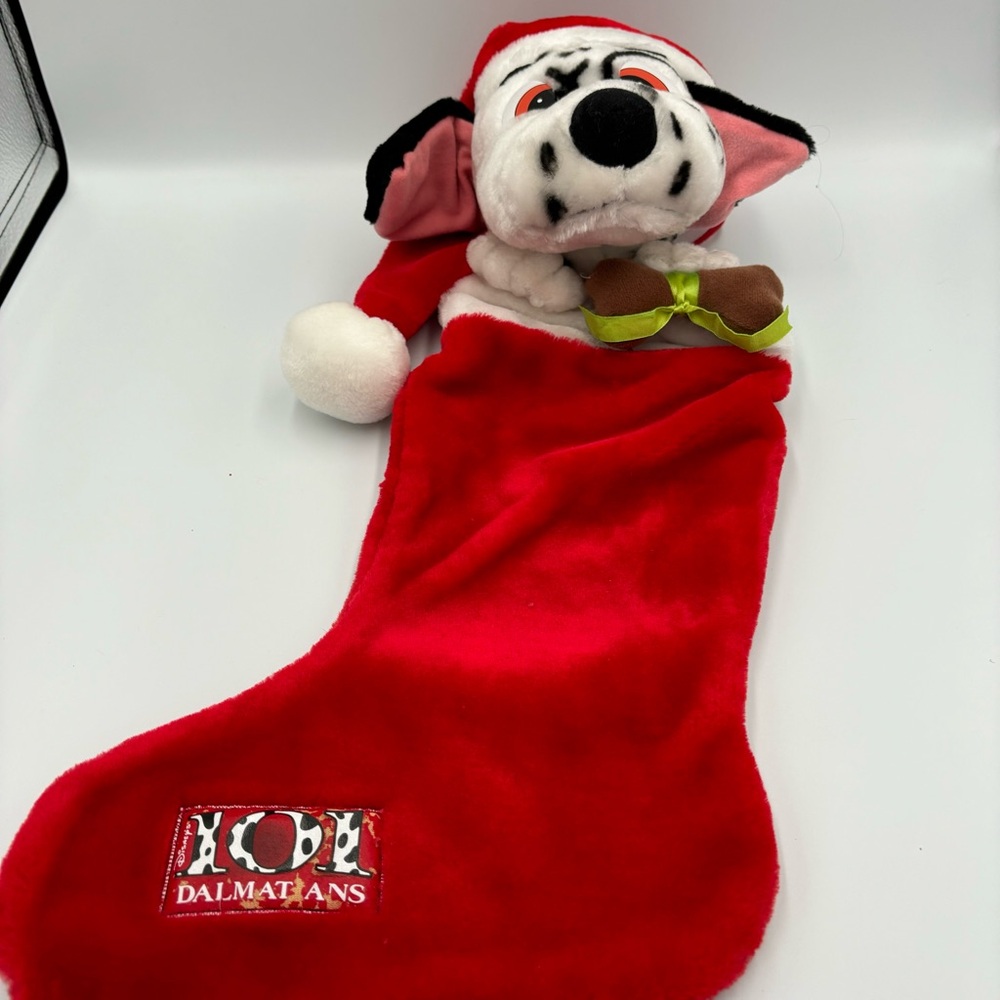 Vintage Disney 101 Dalmations Stocking Plush Dog Pup 3D Christmas Holiday READ